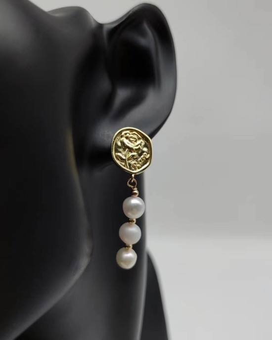 Three Pearl Earrings